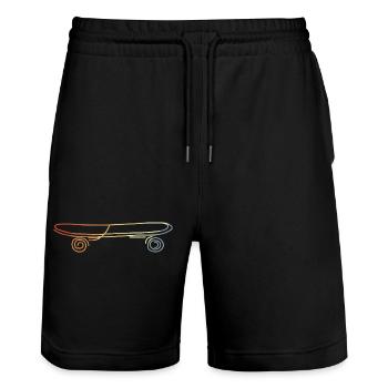 Vintage Skate Board Drawing - Stanley/Stella Trainer Unisex Organic Jogging Shorts - black - Front - Nik (191cm) & Marisol (170cm)
