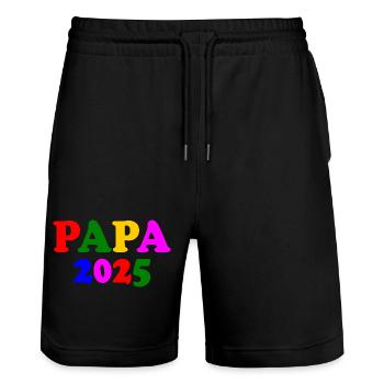 Papa 2025 - Stanley/Stella Unisex Bio Joggingshorts Trainer  - Schwarz - Vorne - Nik (191cm) & Marisol (170cm)