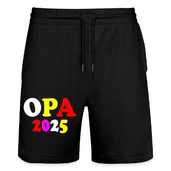 Opa 2025 - Stanley/Stella Unisex Bio Joggingshorts Trainer  - Schwarz - Vorne - Nik (191cm) & Marisol (170cm)