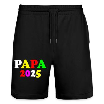Papa 2025 - Stanley/Stella Unisex Bio Joggingshorts Trainer  - Schwarz - Vorne - Nik (191cm) & Marisol (170cm)