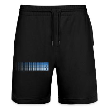 Azure Gradient Barcode Bird - Stanley/Stella Trainer Unisex Organic Jogging Shorts - black - Front - Nik (191cm) & Marisol (170cm)