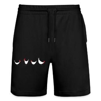 Lustige Hühner Illustration für Bauernhofkleidung - Stanley/Stella Unisex Bio Joggingshorts Trainer  - Schwarz - Vorne - Nik (191cm) & Marisol (170cm)