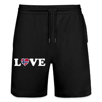 Love - Norway Flag - Norge - Norwegen - Stanley/Stella Trainer Unisex Organic Jogging Shorts - black - Front - Nik (191cm) & Marisol (170cm)