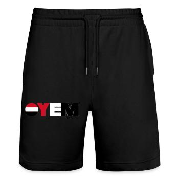 Yemen - Stanley/Stella Trainer Unisex Organic Jogging Shorts - black - Front - Nik (191cm) & Marisol (170cm)