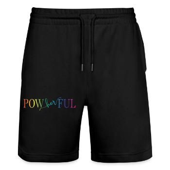Powherful - Stanley/Stella Unisex Bio Joggingshorts Trainer  - Schwarz - Vorne - Nik (191cm) & Marisol (170cm)