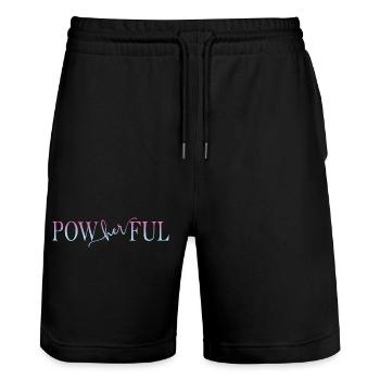 Powherful Frauen Power - Stanley/Stella Unisex Bio Joggingshorts Trainer  - Schwarz - Vorne - Nik (191cm) & Marisol (170cm)