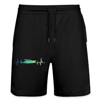 Motorboot Heartbeat Yachtkapitän - Stanley/Stella Unisex Bio Joggingshorts Trainer  - Schwarz - Vorne - Nik (191cm) & Marisol (170cm)