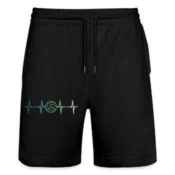 Volleyball heartbeat volleyball volleyball player - Stanley/Stella Trainer Unisex Organic Jogging Shorts - black - Front - Nik (191cm) & Marisol (170cm)