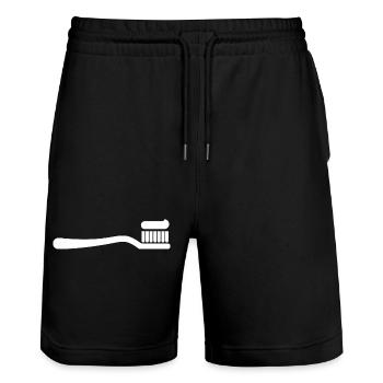 Toothbrush, Dentist, Brushing Teeth - Stanley/Stella Trainer Unisex Organic Jogging Shorts - black - Front - Nik (191cm) & Marisol (170cm)