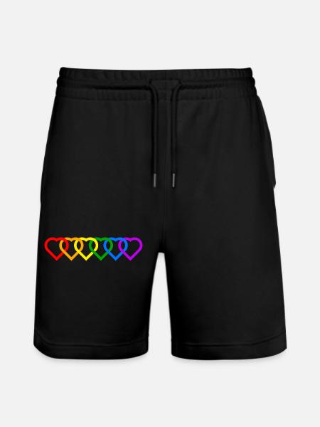 Pride satenkaari heart - Stanley/Stella Trainer Unisex Organic Jogging Shorts - black
