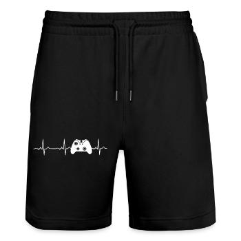 Gamer - Heartbeat - Jeux - Console Vidéo Rétro - Short de jogging bio TRAINER Stanley/Stella unisexe - noir - Devant - Nik (191cm) & Marisol (170cm)