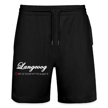 Langeoog Koordinaten - Stanley/Stella Unisex Bio Joggingshorts Trainer  - Schwarz - Vorne - Nik (191cm) & Marisol (170cm)