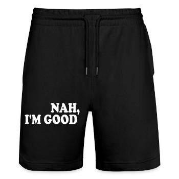 Nah i'm good - Stanley/Stella Unisex Bio Joggingshorts Trainer  - Schwarz - Vorne - Nik (191cm) & Marisol (170cm)