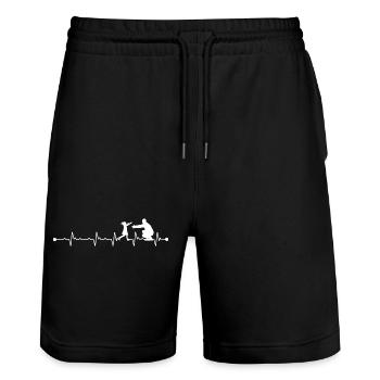 Herzschlag Duell Martial Arts Silhouetten - Stanley/Stella Unisex Bio Joggingshorts Trainer  - Schwarz - Vorne - Nik (191cm) & Marisol (170cm)