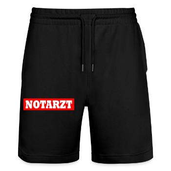 Notarzt - Stanley/Stella Unisex Bio Joggingshorts Trainer  - Schwarz - Vorne - Nik (191cm) & Marisol (170cm)