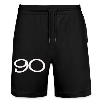 90. 90 YEARS. 90TH ANNIVERSARY. 90TH ANNIVERSARY. - Stanley/Stella Trainer Unisex Organic Jogging Shorts - black - Front - Nik (191cm) & Marisol (170cm)