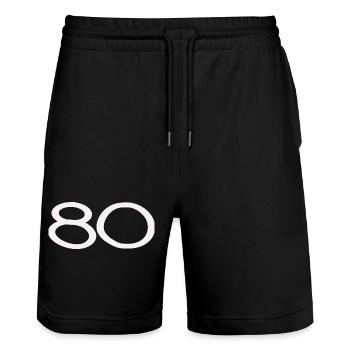ANNIVERSARY. HAPPY BIRTHDAY. HAPPY BIRTHDAY. - Stanley/Stella Trainer Unisex Organic Jogging Shorts - black - Front - Nik (191cm) & Marisol (170cm)