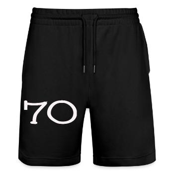 HAPPY BIRTHDAY. HAPPY BIRTHDAY. ANNIVERSARY. - Stanley/Stella Trainer Unisex Organic Jogging Shorts - black - Front - Nik (191cm) & Marisol (170cm)