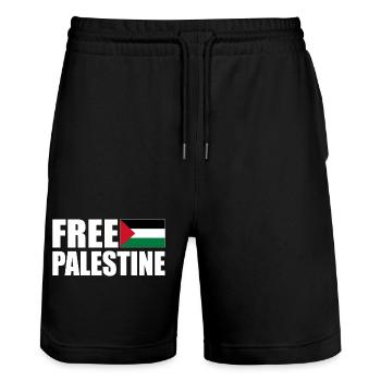 Free palestine - Short de jogging bio TRAINER Stanley/Stella unisexe - noir - Devant - Nik (191cm) & Marisol (170cm)
