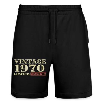 1970 Vintage: Einzigartiges Retro-Geschenk zum 54-jährigen Jubiläum - Stanley/Stella Unisex Bio Joggingshorts Trainer  - Schwarz - Vorne - Nik (191cm) & Marisol (170cm)