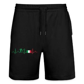 Italien Fußball Herzschlag Ekg - Stanley/Stella Unisex Bio Joggingshorts Trainer  - Schwarz - Vorne - Nik (191cm) & Marisol (170cm)