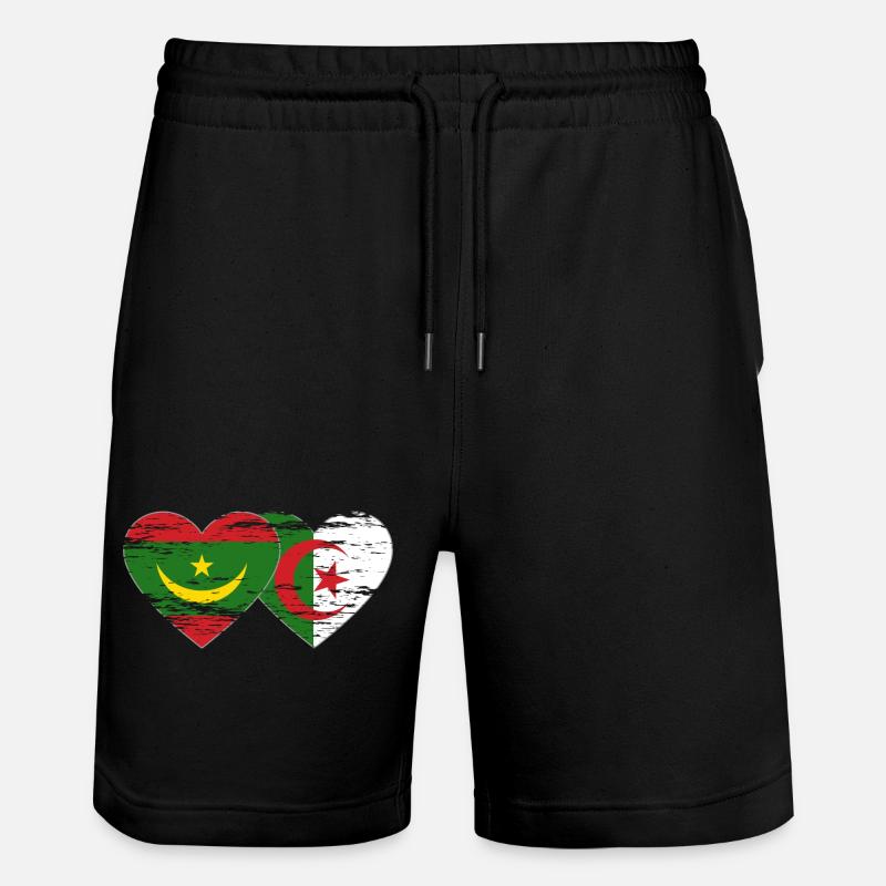 Algérie Mauritanie Drapeau Coeur utilisé - Short de jogging bio TRAINER Stanley/Stella unisexe - noir