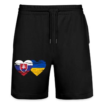 Slowakei Ukraine Flagge Herz used - Stanley/Stella Unisex Bio Joggingshorts Trainer  - Schwarz - Vorne - Nik (191cm) & Marisol (170cm)