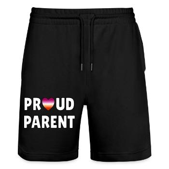 Proud Parent Lesbian Flag - Stanley/Stella Trainer Unisex Organic Jogging Shorts - black - Front - Nik (191cm) & Marisol (170cm)