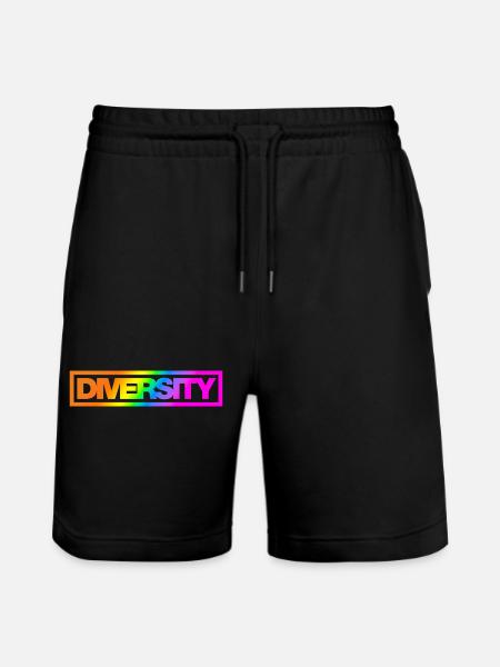 Typo Diversity Kontur Rainbow - Stanley/Stella Unisex Bio Joggingshorts Trainer - Schwarz