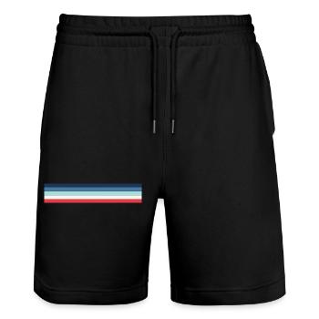 Retro stripe design in vintage colors - Stanley/Stella Trainer Unisex Organic Jogging Shorts - black - Front - Nik (191cm) & Marisol (170cm)