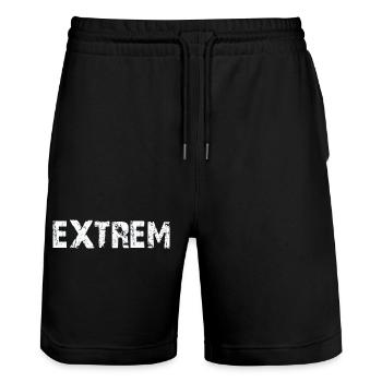 EXTREME - Stanley/Stella Trainer Unisex Organic Jogging Shorts - black - Front - Nik (191cm) & Marisol (170cm)