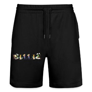 MILLIE Namenskunst mit Blumen gestickt - Stanley/Stella Unisex Bio Joggingshorts Trainer  - Schwarz - Vorne - Nik (191cm) & Marisol (170cm)
