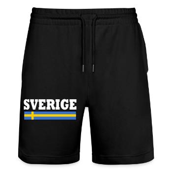 Schweden flagge - Stanley/Stella Unisex Bio Joggingshorts Trainer  - Schwarz - Vorne - Nik (191cm) & Marisol (170cm)