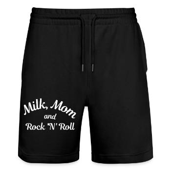 Milk, Mom and Rock 'N' Roll - Short de jogging bio TRAINER Stanley/Stella unisexe - noir - Devant - Nik (191cm) & Marisol (170cm)