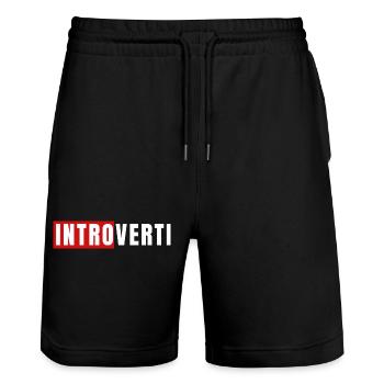 Introvert - Stanley/Stella Trainer Unisex Organic Jogging Shorts - black - Front - Nik (191cm) & Marisol (170cm)