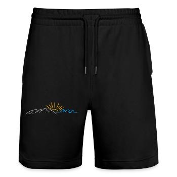 Vacances d’été Montagnes Vagues de soleil - Short de jogging bio TRAINER Stanley/Stella unisexe - noir - Devant - Nik (191cm) & Marisol (170cm)