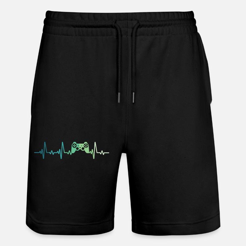 Konsolen-Controller-Herzschlag Gamer - Stanley/Stella Unisex Bio Joggingshorts Trainer  - Schwarz