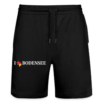 I love Bodensee Deutschland - Stanley/Stella Unisex Bio Joggingshorts Trainer  - Schwarz - Vorne - Nik (191cm) & Marisol (170cm)
