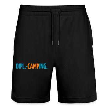 Dipl.-Ing. Camper Fan Experte Camping Wohnmobil - Stanley/Stella Unisex Bio Joggingshorts Trainer  - Schwarz - Vorne - Nik (191cm) & Marisol (170cm)