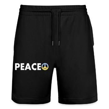 peace - Stanley/Stella Trainer Unisex Organic Jogging Shorts - black - Front - Nik (191cm) & Marisol (170cm)