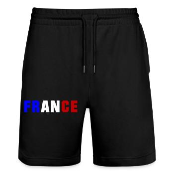 France Flag Design - Stanley/Stella Trainer Unisex Organic Jogging Shorts - black - Front - Nik (191cm) & Marisol (170cm)