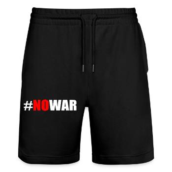 No war - Short de jogging bio TRAINER Stanley/Stella unisexe - noir - Devant - Nik (191cm) & Marisol (170cm)