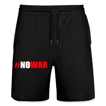 No war - Short de jogging bio TRAINER Stanley/Stella unisexe - noir - Devant - Nik (191cm) & Marisol (170cm)