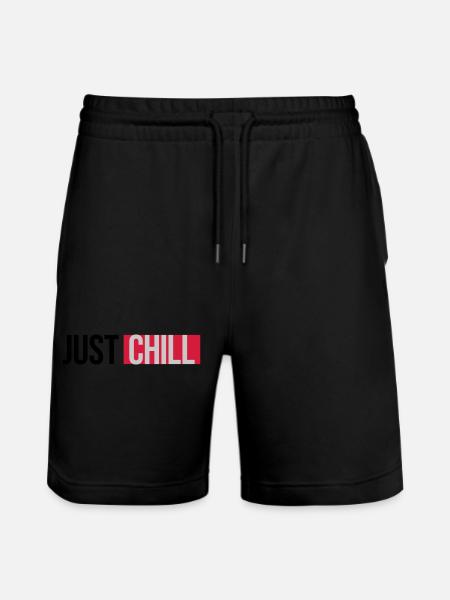 Just Chill Text Logo - Stanley/Stella Trainer Unisex Organic Jogging Shorts - black