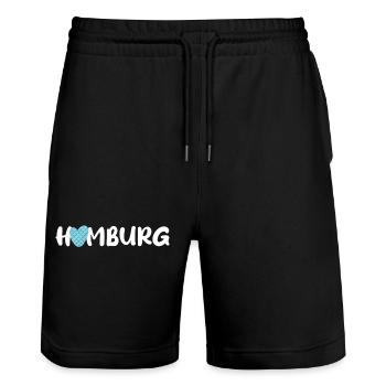 Hambourg Coeur Écailles Motif Poisson Éventail Port Hanse - Short de jogging bio TRAINER Stanley/Stella unisexe - noir - Devant - Nik (191cm) & Marisol (170cm)
