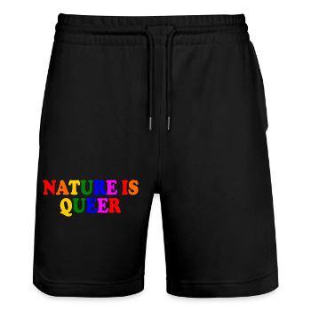 Nature is queer - Stanley/Stella Unisex Bio Joggingshorts Trainer  - Schwarz - Vorne - Nik (191cm) & Marisol (170cm)