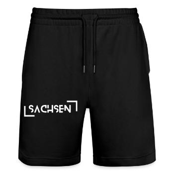 Sachsen - Stanley/Stella Unisex Bio Joggingshorts Trainer  - Schwarz - Vorne - Nik (191cm) & Marisol (170cm)