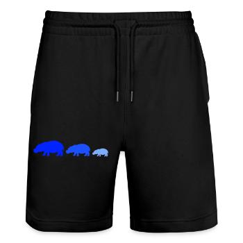 nilpferd familie - Stanley/Stella Unisex Bio Joggingshorts Trainer  - Schwarz - Vorne - Nik (191cm) & Marisol (170cm)