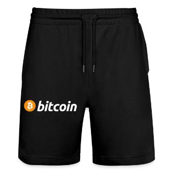 Bitcoin - Stanley/Stella Trainer Unisex Organic Jogging Shorts - black - Front - Nik (191cm) & Marisol (170cm)