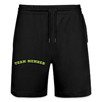 Team Member - Stanley/Stella Trainer Unisex Organic Jogging Shorts - black - Front - Nik (191cm) & Marisol (170cm)
